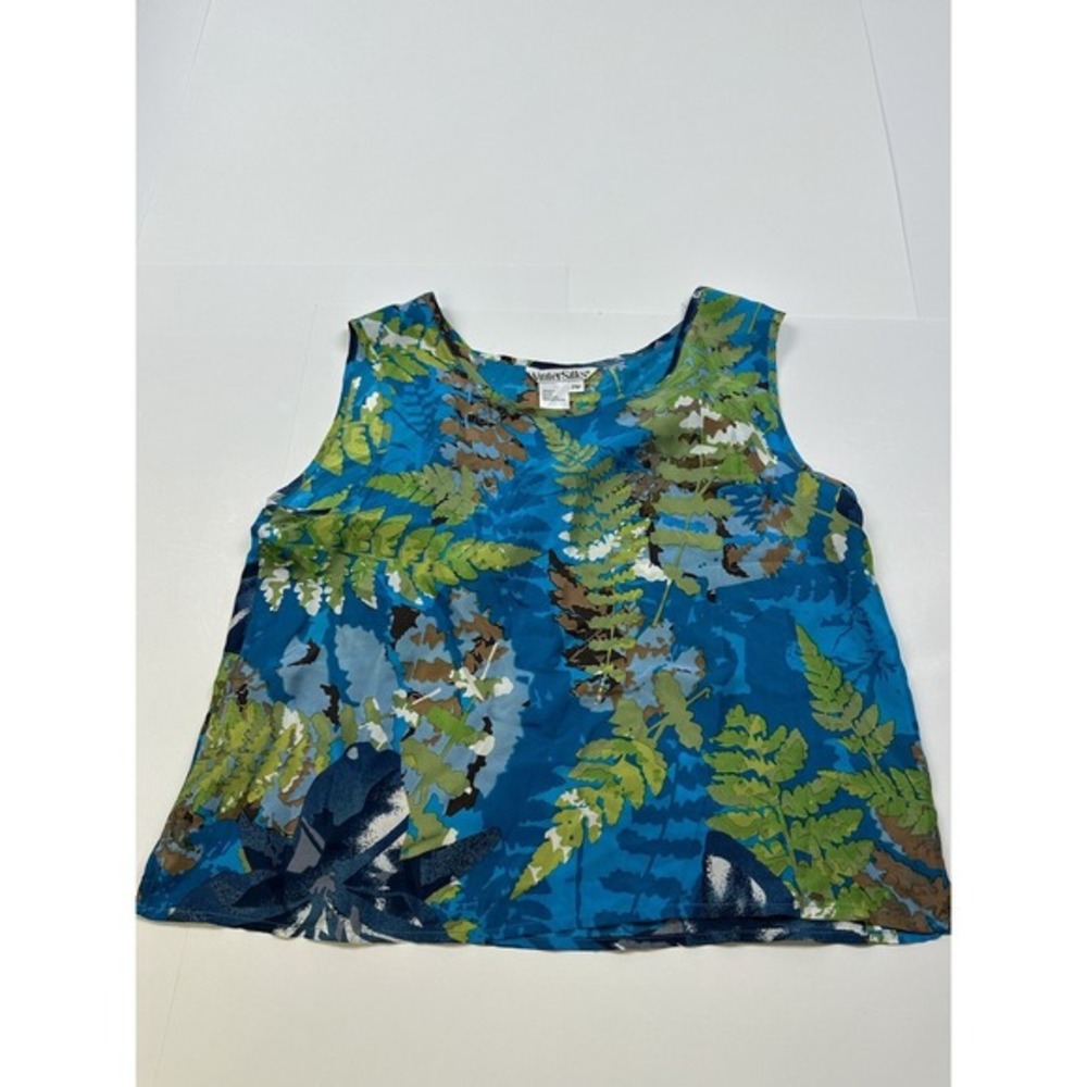 Winter Silks Sleeveless 100% Silk‎ Shirt - PM Floral Blue